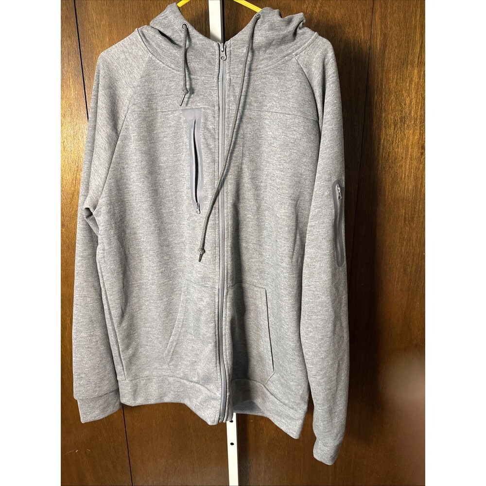 Men’s Hoodie Sz 2XL Gray Fenari Full Zip Pockets Lightweight